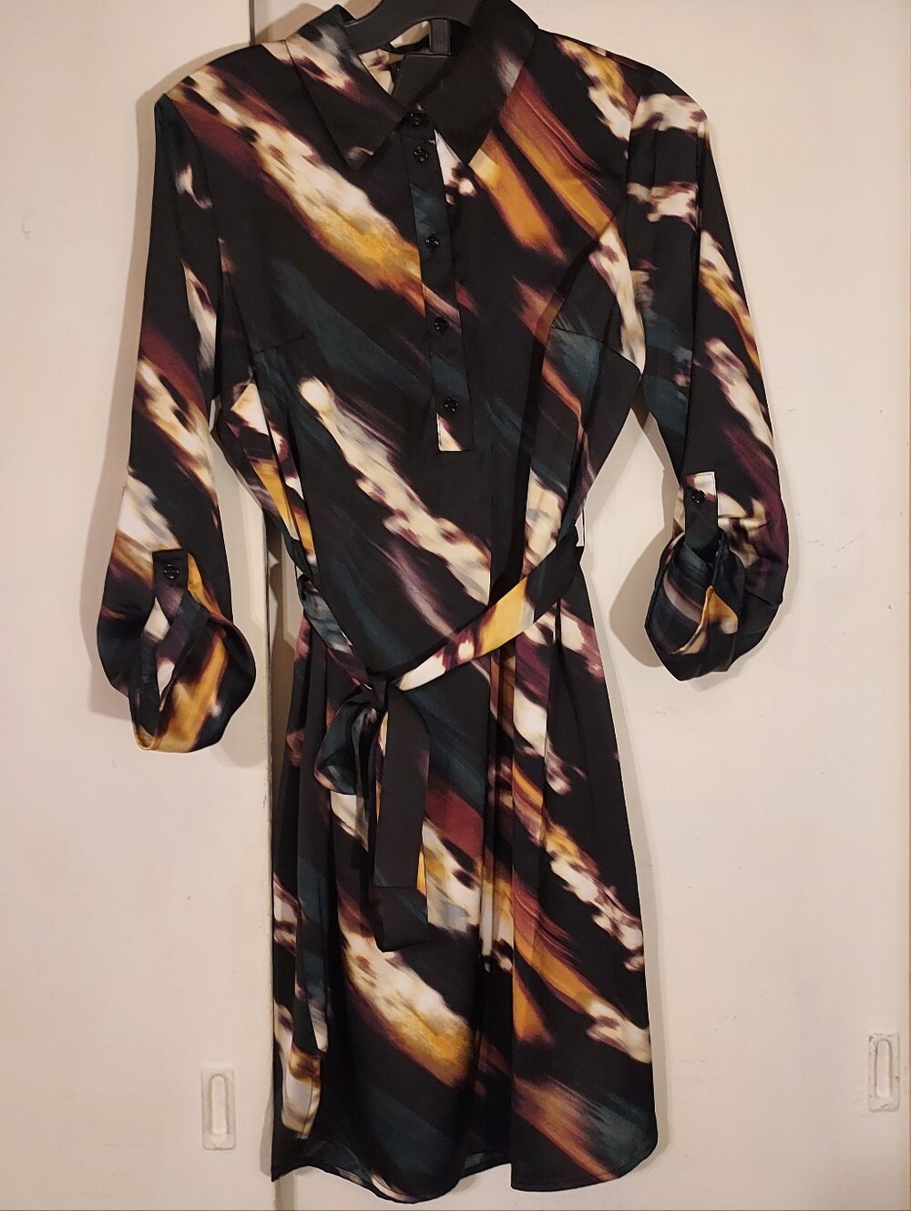 The Limited Multicolor Abstract Long Sleeve Shirt Dress PM